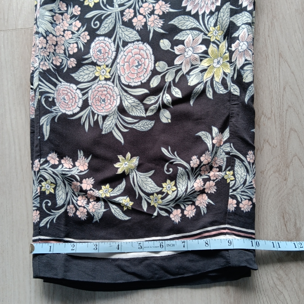 Loft Wide Leg Flowy Pants Drawstring Floral Navy Blue Pink Yellow White Small - Picture 8 of 10